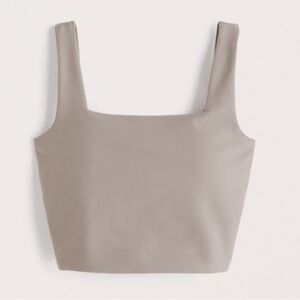 Square Neck Tank Crop Top in Oat/Taupe